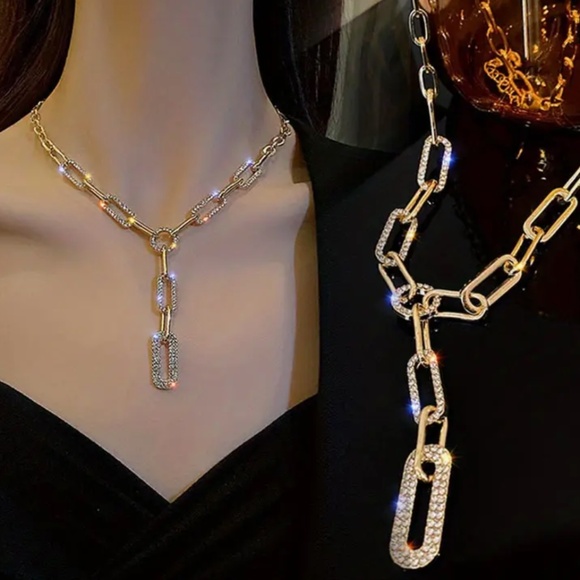 Paper Chain link gold plated necklace designer inspired - Picture 1 of 3